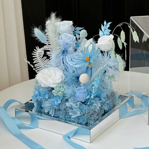 Blue Acrylic Vegetation Shape Preserved Flower