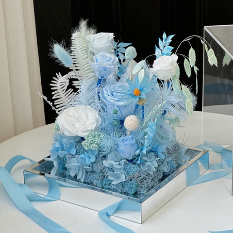 Blue Acrylic Vegetation Shape Preserved Flower