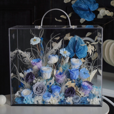 Portable Blue Rose Acrylic Preserved Flower