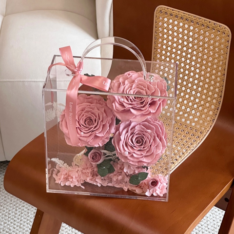 Rose Hand-held Small Square Box Preserved Flower