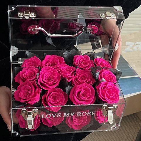 Valentine's Day Transparent Acrylic Luggage Rose Eternal Flower Girlfriend Best Friend Birthday Confession Gift