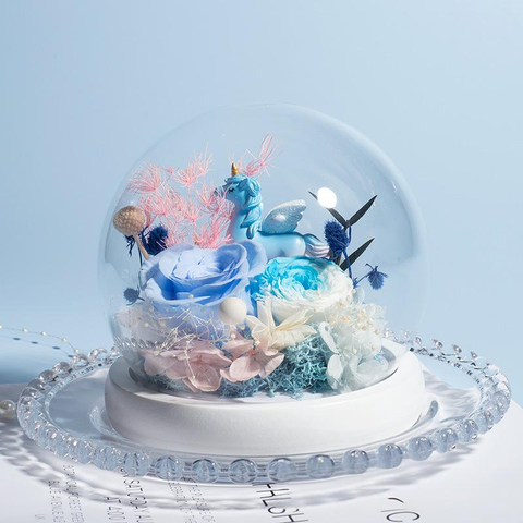Unicorn Luminous Ball Glass Cover Preserved Flower