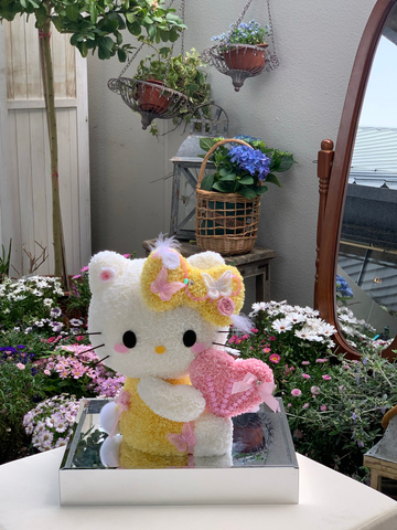 Holding A Heart-shaped Hello Kitty Preserved Flower