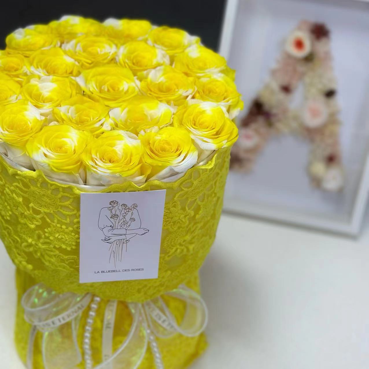 Gradient Yellow Rose Preserved Flower Bouquet