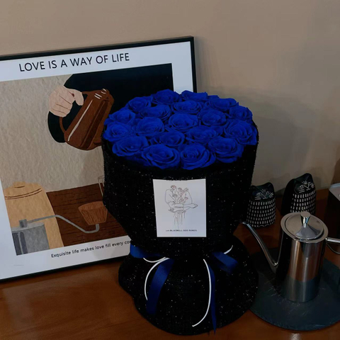 Dark Blue Rose Bouquet Preserved Flower